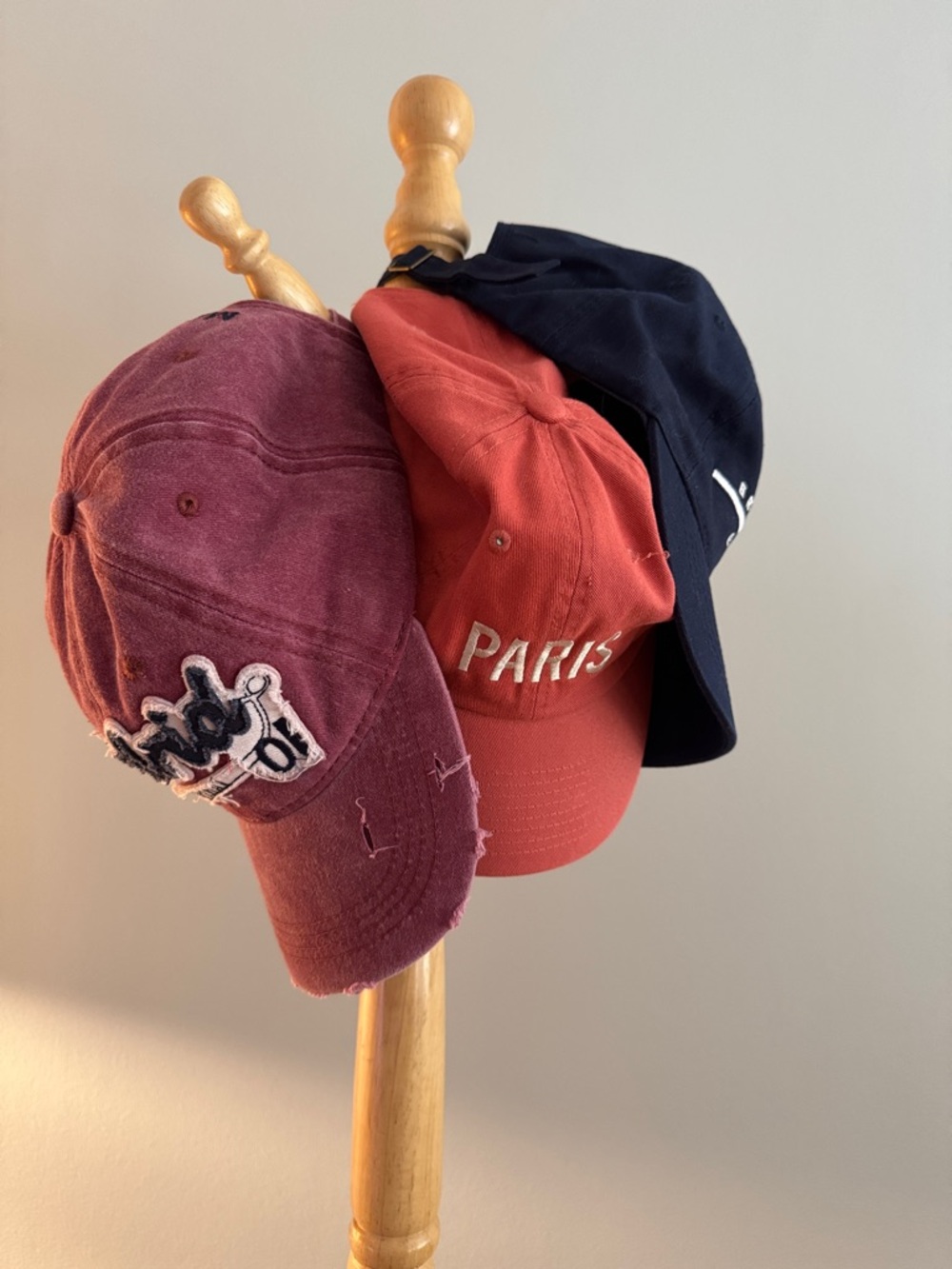 Women's Washed Burgundy Baseball Cap purchased in Madrid; Paris & Gran Canaria